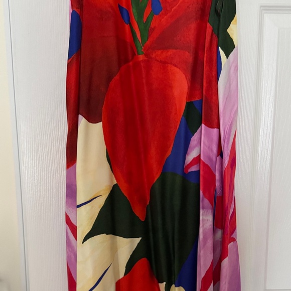 Farm Rio for Anthropologie Halter Maxi Floral Sleeveless Dress w Pockets Size L - Picture 10 of 14